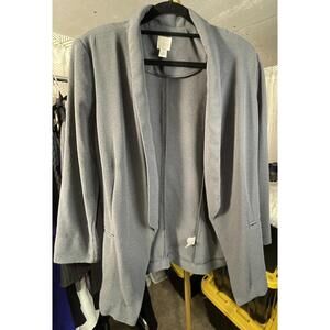 LC Lauren Conrad Womens Gray 3/4 Sleeve Open Front Blazer Jacket Sz 10